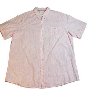 Weatherproof Vintage Men’s Short Sleeve Button-Up Shirt XL Pink Linen Blend